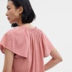 GAP Splitneck Flutter Sleeve Top - Roseberry Pink